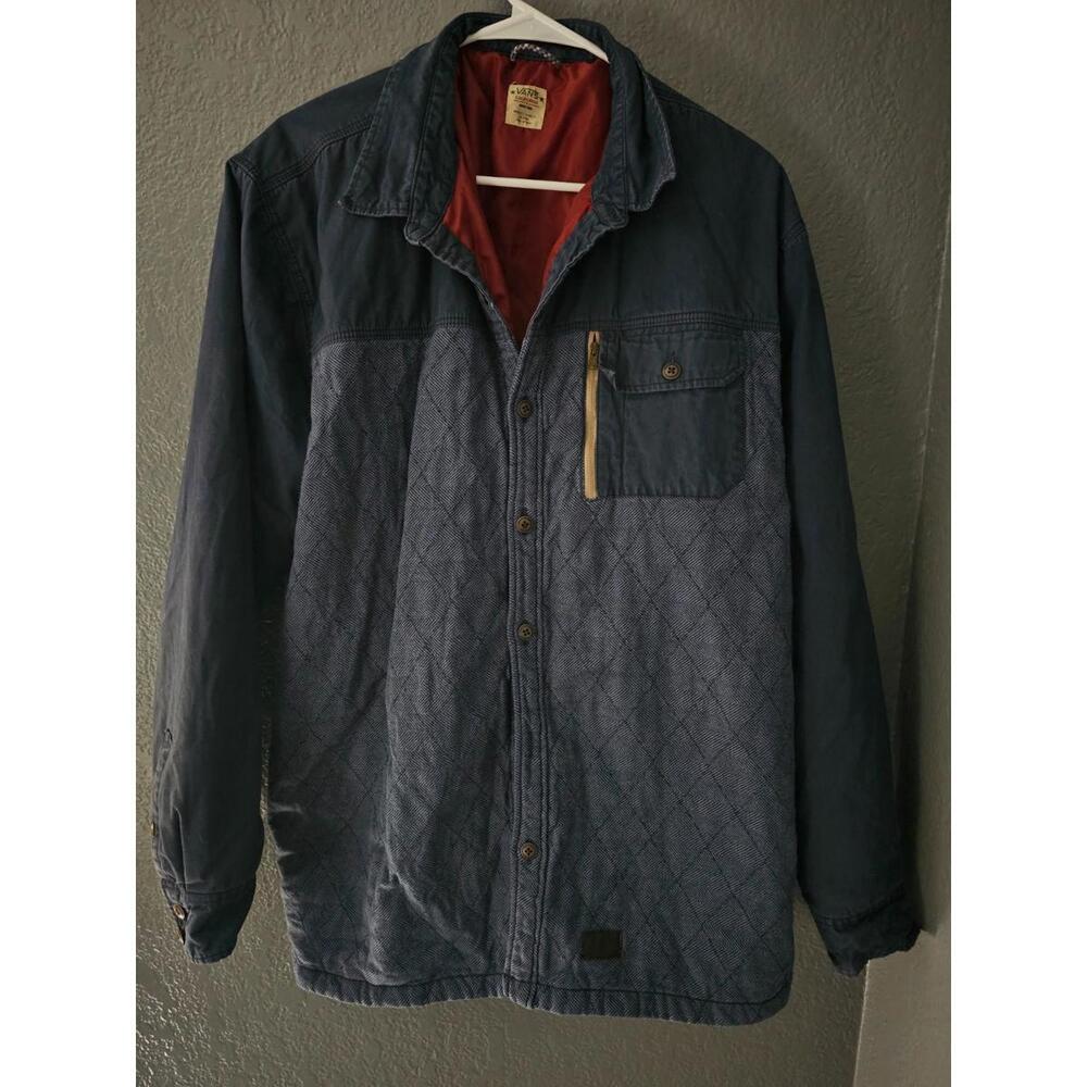 Men's Vans California Button Up Jacket Long Sleeve Size XX Large 2XL Blue Skater